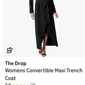 The Drop Women's Black Convertible Maxi Trench Coat